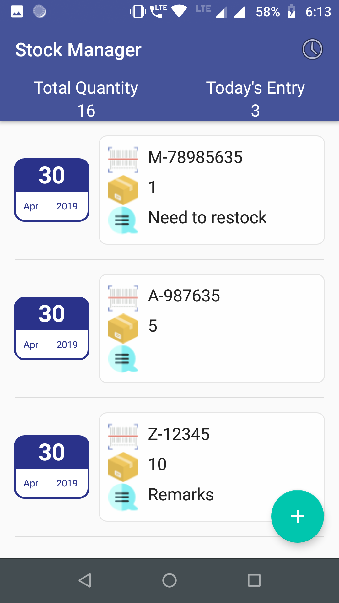 Stock Manager Using Barcode Scan